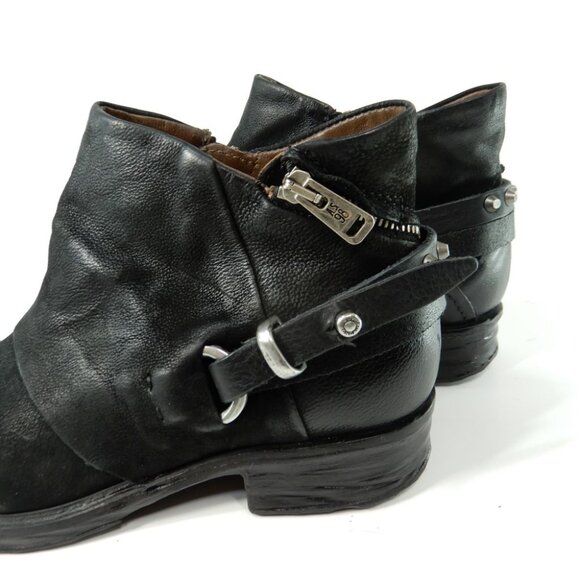 A.S.98 Steve Studded Moto Bootie Boots Size 39 8.5 9 Black Leather Zippers NEW - Picture 7 of 14